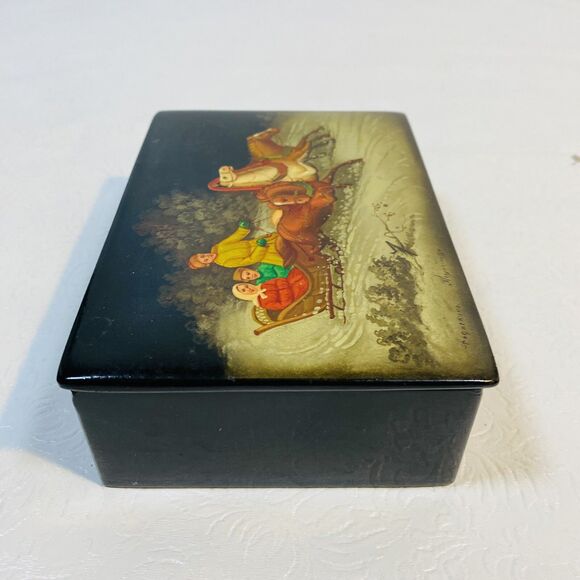 3 Fedoskino Hand Painted Lacquer Boxes USSR - Picture 13 of 16